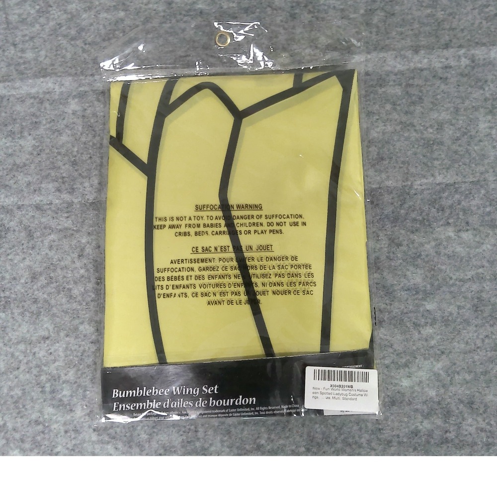 Fun World Bumblebee Wing Set Yellow Black Costume Accessory Headband 2pc - Picture 2 of 2